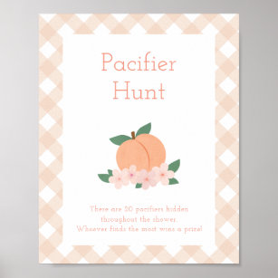 Sweet Peach   Pacifier Hunt Baby Shower Game Poster