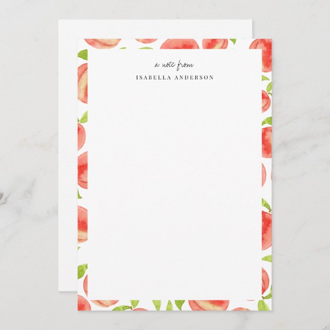 Sweet Peach Pattern Personalized Note Card (Front/Back)