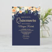 Sweet Peach Quinceanera 15th Birthday Party Invite (Standing Front)