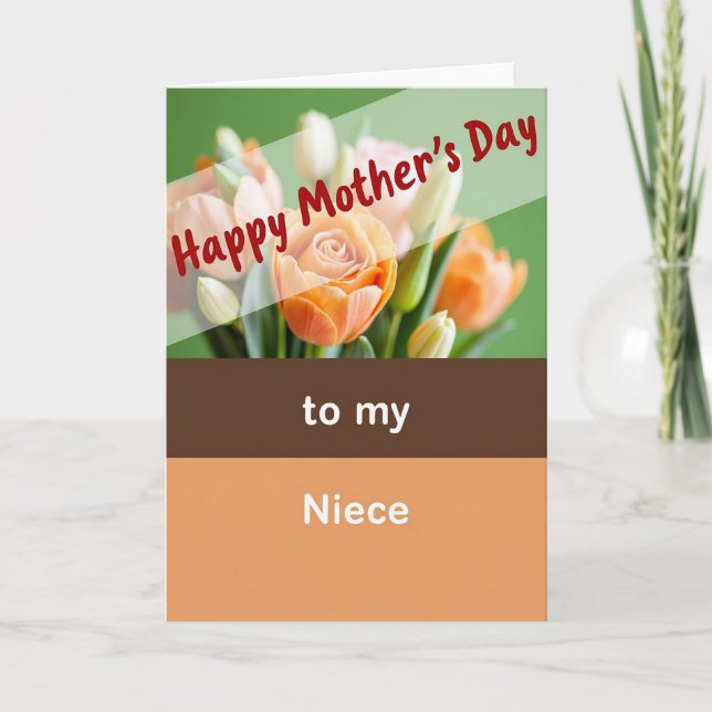 Sweet Peach Rose Mothers Day Card (Front)