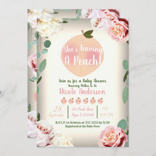 SWEET PEACH Southern Charm Floral Baby Shower Invitation