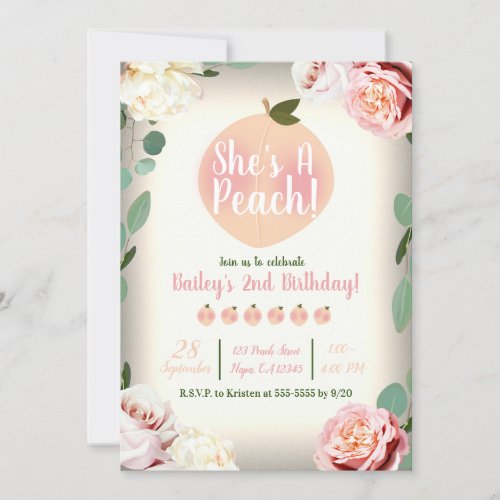 SWEET PEACH Southern Charm Floral Birthday Party Invitation