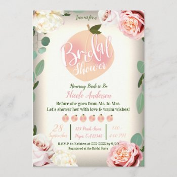 Sweet Peach Southern Charm Floral Bridal Shower Invitation by printabledigidesigns at Zazzle