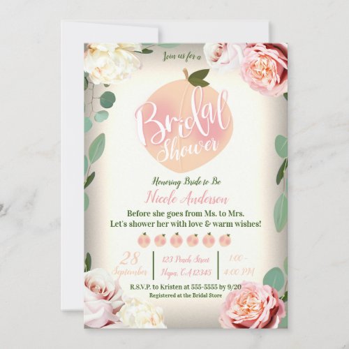 SWEET PEACH Southern Charm Floral Bridal Shower Invitation
