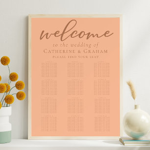 Sweet Peach Summer Wedding 12 Table Seating Chart