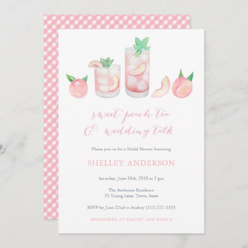 Sweet Peach Tea Southern Bridal Shower Invitations