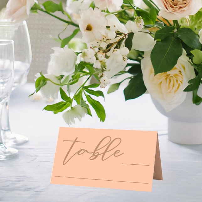 Sweet Peach Typography Minimalist Summer Wedding Place Card (Creator Uploaded)
