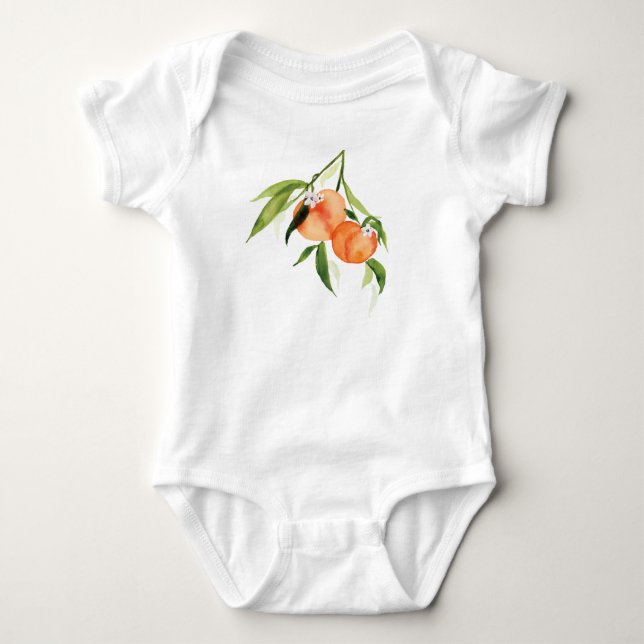 Sweet peach watercolor fruit baby bodysuit (Front)