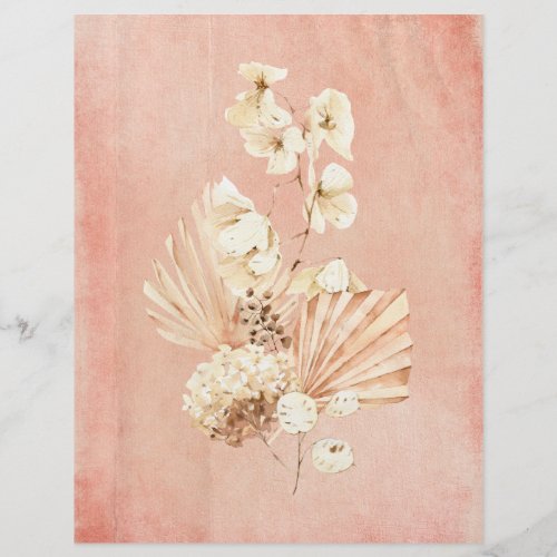 Sweet Peach Watercolor Grunge with Boho Floral