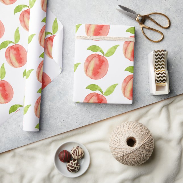 Sweet Peach Watercolor Pattern  Wrapping Paper (Crafts)
