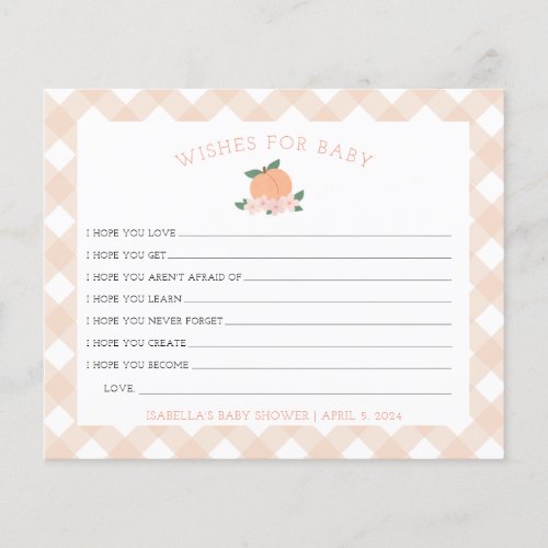 Sweet Peach  Wishes for Baby Shower Game