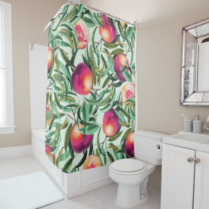 shower curtain with peaches