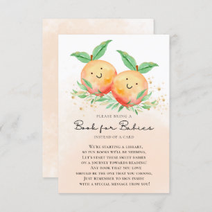 Sweet Peaches Twins Baby Shower Book for Babies Enclosure Card