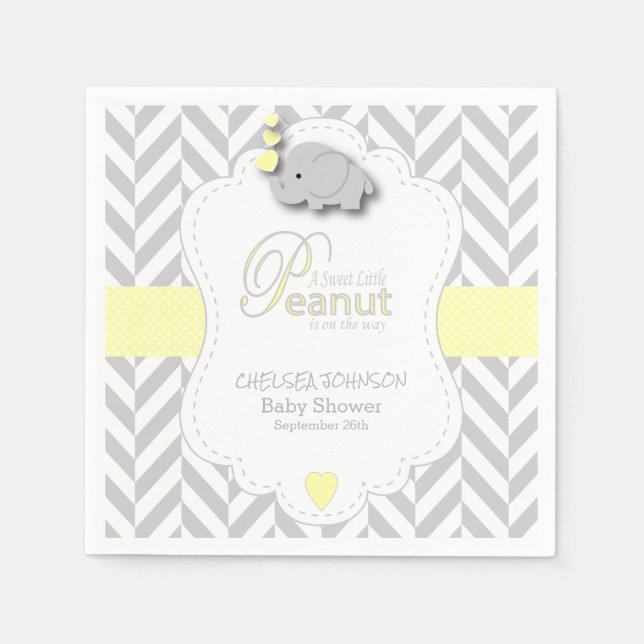 Sweet Peanut Elephant Baby Shower Napkins (Front)