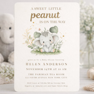 Sweet Peanut on the Way Neutral Baby Shower Invitation