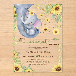 Sweet Peanut Sunflower Baby Shower Acrylic Invitations