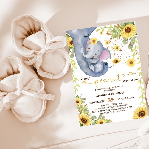 Sweet Peanut Sunflower Gender Neutral Baby Shower Invitation