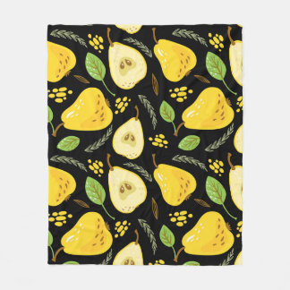 Sweet Pears: Overlapping Fruit Design Fleece Blanket