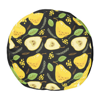 Sweet Pears: Overlapping Fruit Design Pouf