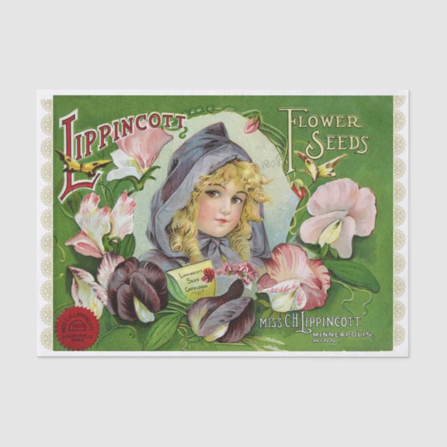 Sweet Peas 1908 Flower Seed Catalog Tissue Paper (Front)