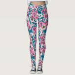 Sweet peas and bumblebees, pink and blue leggings<br><div class="desc">Hаnd painted pattern with sweet peas and bumblebees</div>