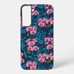 Sweet peas and bumblebees, pink and blue samsung galaxy s22+ case