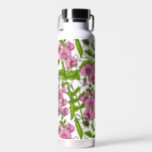 Sweet peas and bumblebees, pink, green and white water bottle<br><div class="desc">HAnd painted pattern with sweet peas and bumblebees.</div>