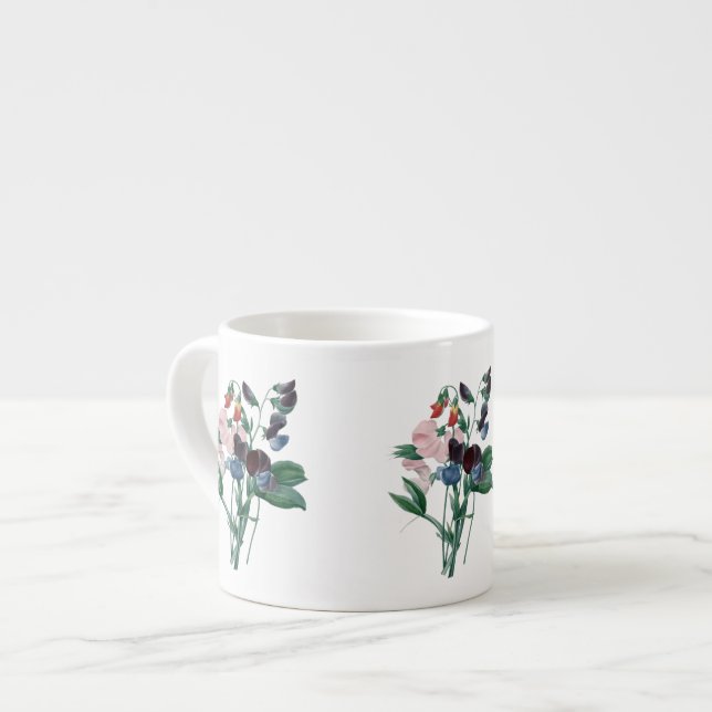 Sweet Peas by Redoute Botanical Espresso Mug (Front Left)