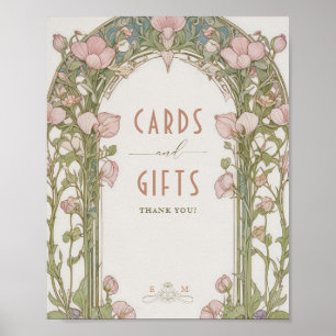 Sweet Peas Cards & Gifts Sign Vintage Art Nouveau