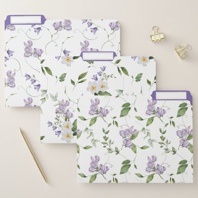 Sweet Peas, Daffodils, and Daisies Floral File Folder (Set)