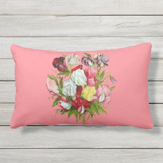 Sweet Peas Full Color Outdoor Lumbar Pillow