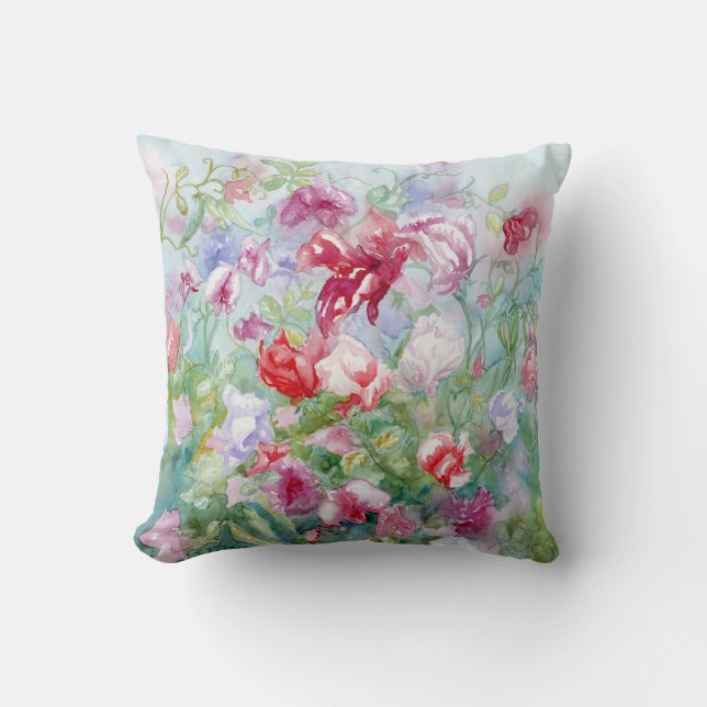 Sweet Peas III Throw Pillow (Front)