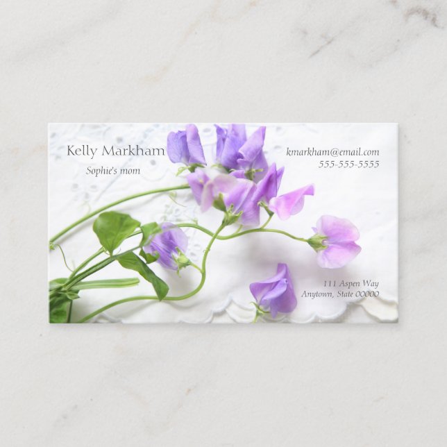 Sweet peas mom contact calling card (Front)