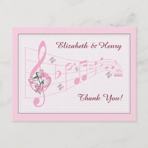 Sweet Peas & Music Wedding Thank You Card