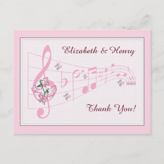 Sweet Peas & Music Wedding Thank You Card