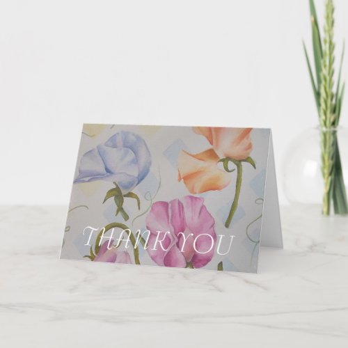 SWEET PEAS WATERCOLOR FLOWER THANK YOU CARD