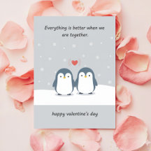 Sweet Penguin Couple Cute Valentine Day Love Card