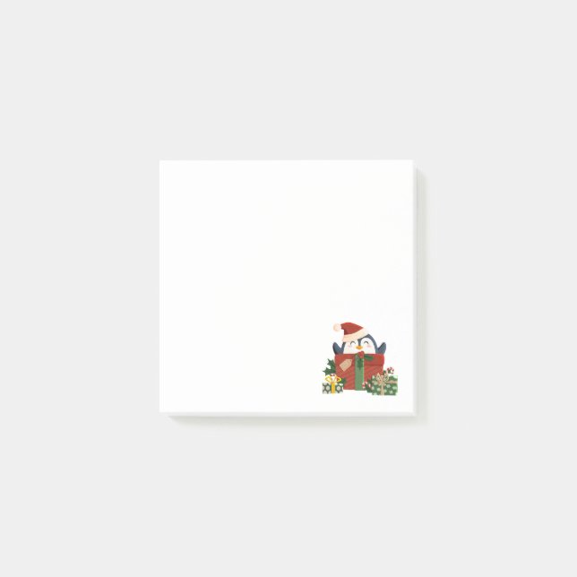 Sweet penguin wishes merry Christmas postcard Post-it Notes (Front)