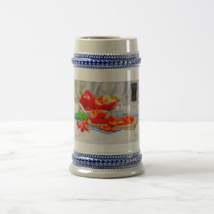 Sweet pepper still life beer stein