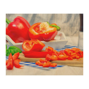 Sweet pepper still life wood wall art