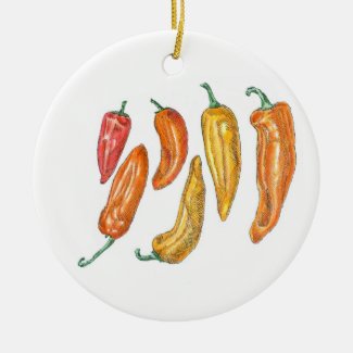 Sweet Peppers Ceramic Ornament