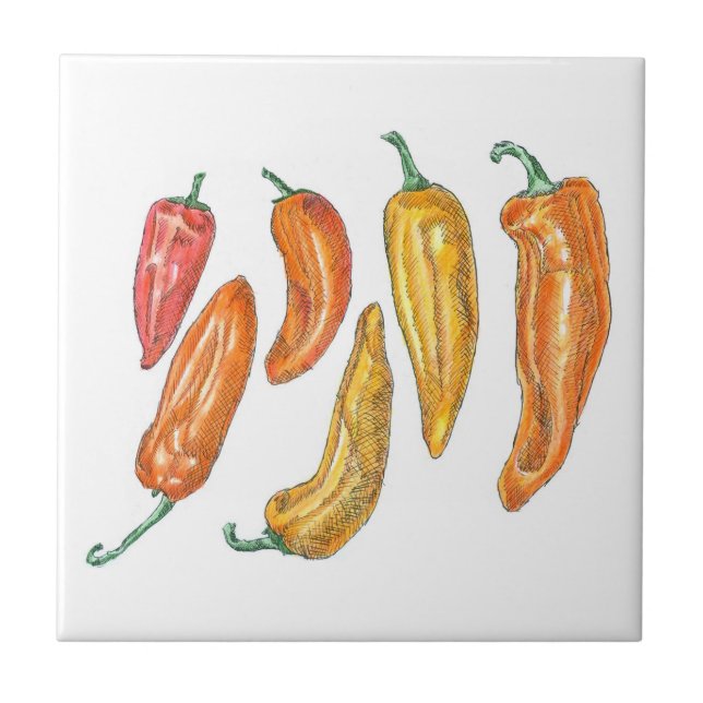 Sweet Peppers Ceramic Tile (Front)