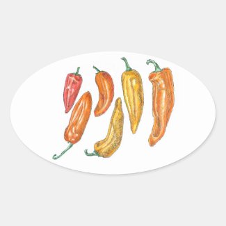 Sweet Peppers Oval Sticker