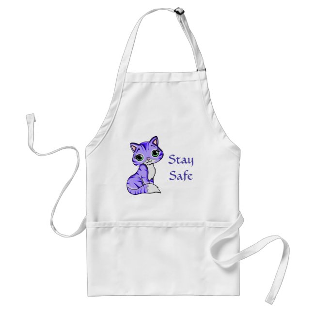 Sweet Pet Kitty Cat Says Stay Safe Apron