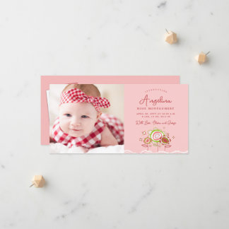 Sweet Petite Pink Blooms Baby Girl Photo Birth Announcement