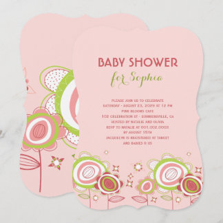 Sweet Petite Pink Blossoms Floral Girl Baby Shower Invitation