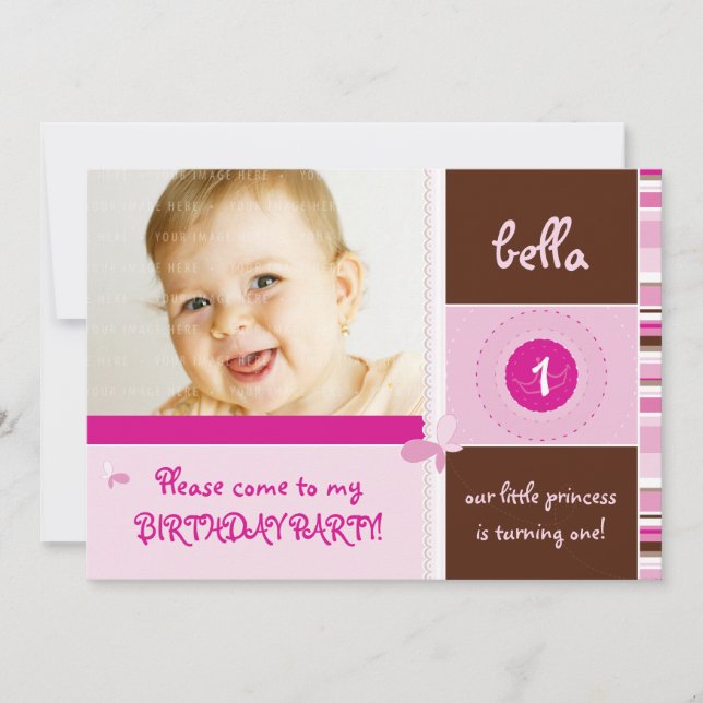SWEET PHOTO BIRTHDAY INVITES :: grace 1L (Front)