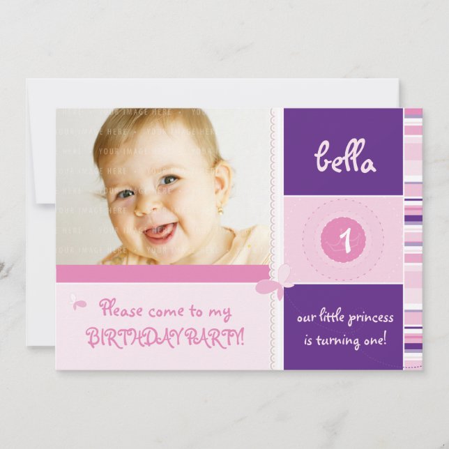 SWEET PHOTO BIRTHDAY INVITES :: grace 3L (Front)
