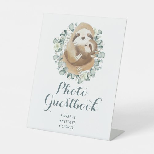 Sweet Photo Guestbook Booth Sloth Baby Shower Pedestal Sign