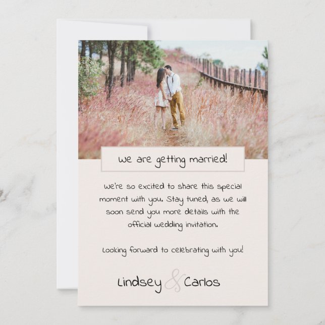 Sweet Photo Wedding dress Silhouette blush Save The Date (Back)